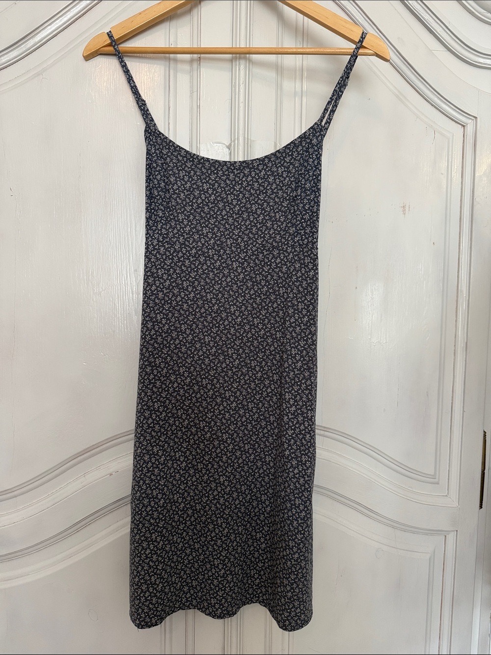 Brandy Melville Navy Micro Floral Spaghetti Strap Mini Dress Minimalist Slip S